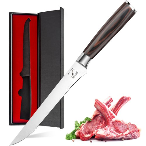 imarku Boning Knife, German High Carbon Stainless Steel Professional Grade Boning Fillet Knife, 6-Inch Deboning Knife, Pakkawood Handle for Meat and Poultry, Gifts for Men and Women