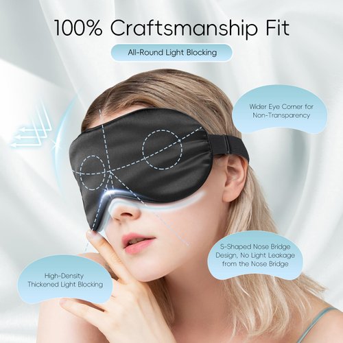 TOPOINT Silk Sleep Mask Light Blocking, 3-in-1 Cooling Heated Eye Mask for Sleeping, Includes Silk Senna Seed and Gel Eye Masks, for Migraine Dry Eye Dark Circles Women Men