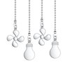 Ceiling Fan Pull Chain Extender, 4 Pieces 12-inch 3mm Dia Beaded Extension Chain with Fan and Bulb Cord (Silver)
