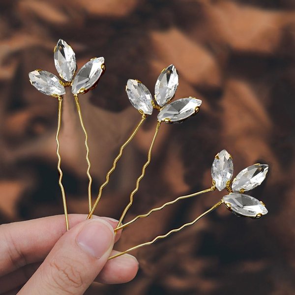 Ludress Wedding Hair Pins Gold Crystal Bride Headpieces Rhinestone Hair Pins Bridal Hair Clips Wedding Hair Accessories for Bride and Bridesmaids (Gold)