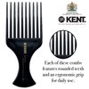 Kent SPC86 Hair Comb, Salon-Style, Pick and Barber Comb for Curly Hair and Afro Parting, Hair Care Comb for Thick Hair, Professional Quality, Rubberized Finish, 220 mm, Black, Unisex
