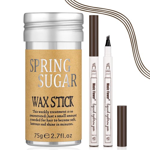SPRINGSUGAR Hair Wax Stick for Hair Flyaways with Chestnut Eyebrow, Hair Slick Back Stick Hair Accessories Anti-Frizz and Fly Away Hair Tamer for Men & Women