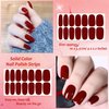 XEAOHESY 16 Sheets 224 Pieces Crimson Solid Color Nail Polish Stickers, Self-Adhesive Nail Polish Strips, Red Nail Wraps, 4 x 2.2inch