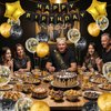 24PCS Black Gold Birthday Decorations Gifts for Men Husband Father Black Gold Happy Birthday Banner Balloons Star Foil Balloons Crown, Birthday King Cake Topper and Sash for Birthday Party Supplies