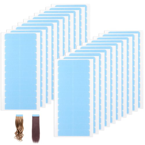 Sopoloray 240Pcs Hair Extension Tape,4x0.8cm Double Sided Adhesive Tape,Replacement Invisible Waterproof Lace Front Wig Tape for Wig Human Hair Extensions No Residue