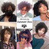 Short Curly Human Hair Wigs For Black Women UDU Short Curly Wigs Human Hair Non Lace Glueless Wig with Bangs Side Part Wigs (Nature Black)