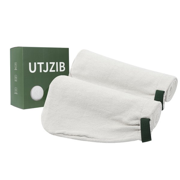 UTJZIB Ultra-Absorbent Microfiber Hair Towels-2Pack Hair Towel Wrap for Women,Hair Wraps, and Versatile Microfiber Towels for Effortless Drying (Light Gray)