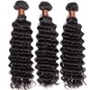 BLACKMOON HAIR Brazilian Virgin Hair Deep Wave Bundles One Bundle Unprocessed Virgin Human Hair Extension Deep Curly Hair Weave Natural Color(20 Inch)
