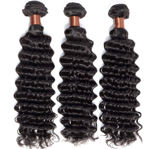 BLACKMOON HAIR Brazilian Virgin Hair Deep Wave Bundles One Bundle Unprocessed Virgin Human Hair Extension Deep Curly Hair Weave Natural Color(20 Inch)