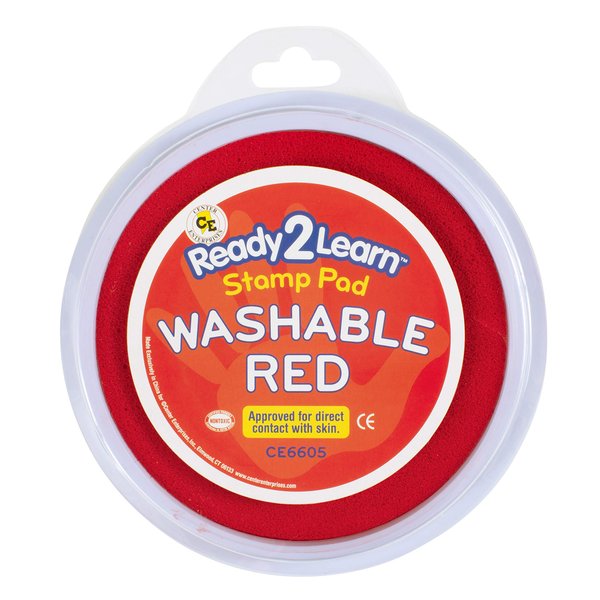 READY 2 LEARN Jumbo Circular Washable Stamp Pad - Red - 5.75" dia. - Non-Toxic - Fade Resistant - Ideal Size for Handprints and Footprints