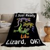 Lizard Blanket Cozy Plush Reptiles Animal Gifts Lovers Throw Blanket Flannel Fleece Ultra Soft Fuzzy Cute Gecko Party Blankets for Adult Kids Boys Girls Women Men 50"X40"