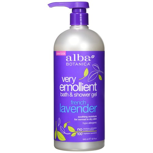 Alba Botanica Very Emollient Bath & Shower Gel, French Lavender, 32 oz.