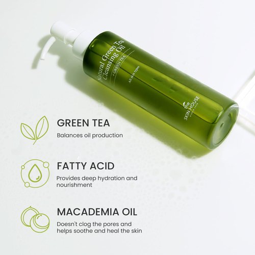 THE SKIN HOUSE Natural Green Tea Cleansing Oil 5.07 fl.oz Deep Cleansing, Pore, Blackead Removal, Makeup Removal | Korean Facial Cleanser, 150ml