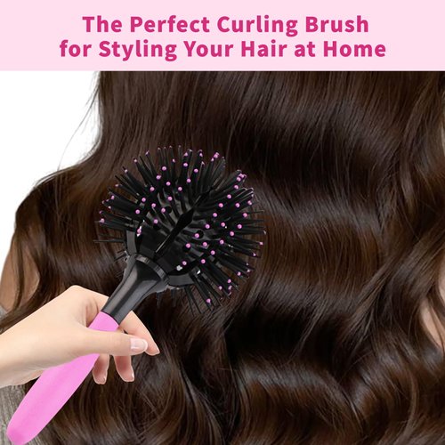 Round Brush, 360° Curl Brush Scalp Massage Spherical Shape Circle Hair Brush, 3D Comb Curl Hair B...