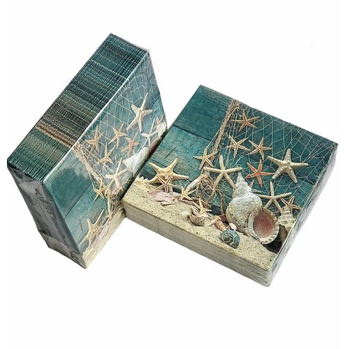 40-ct 13x13 Beautiful Starfish...Tangled | Nautical Coastal Beach Paper Napkin | Decoupage Dinner Napkins