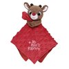 Baby Plush Rattle Snuggle Blanket with Satin and Embroidery, My First Rudolph (Red, 12 inch)