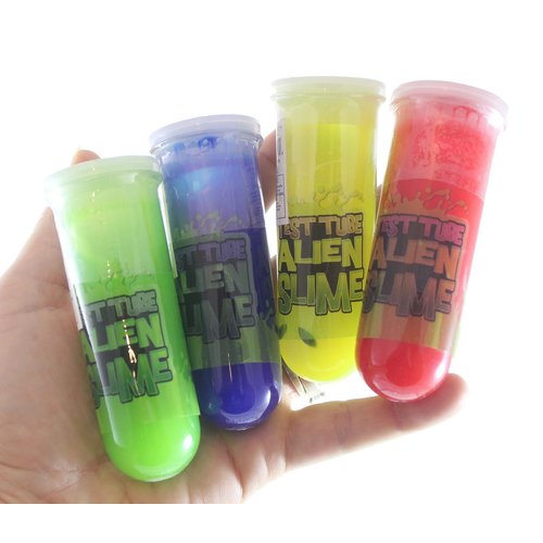 4 Alien Test Tube Slime with Mini Figurine - Oozy Gooey Fun Party Favor Prize Toy