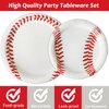 gisgfim 96 Pcs Baseball Party Supplies Bundle Paper Plates Napkins Baseballs Party Birthday Decorations Favors For Girls Serves 24