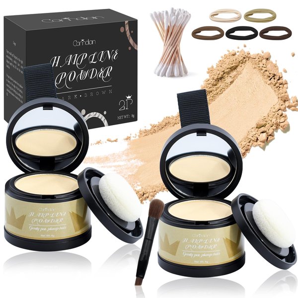 2 Pack Light Blonde Hairline Powder for Women and Men,Used to Root Touch Up Hair Color, Thinning Hair,Gray Hair Coverage and Bald Spots Coverage