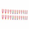 Foccna Acrylic Fake Nails Stiletto Long Press on Nails Summer Nails Flower Design Luxury Clear False Nail Tips 24 pcs