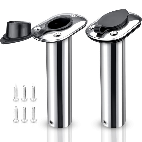 2 Pcs Fishing Rod Holder 15 Degree Flush Mount Rod Holder with PVC Liner and Gascket
