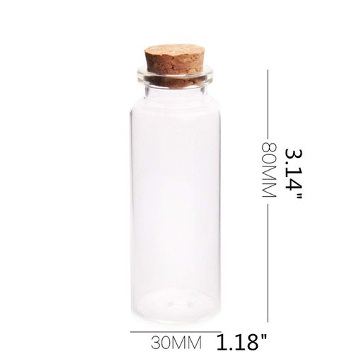 Danmu 40ml Small Glass Bottles, Mini Bottles, Jars with Wood Cork Stoppers, Wish Bottles, Message Bottles for Wedding Favors, Baby Shower Favors, DIY Craft 12 Pack 1.18" x 3.14"