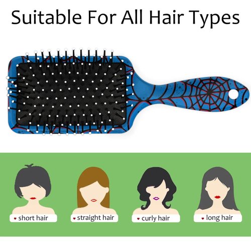 Detangler Hair Brush Blue Spider Web Hairbrush for Kids Boys Girls, Glide Through Tangles with Ease and Massage Scalp, Smooth for All Hair Types (Wet Dry Thin Long Curly Hair)