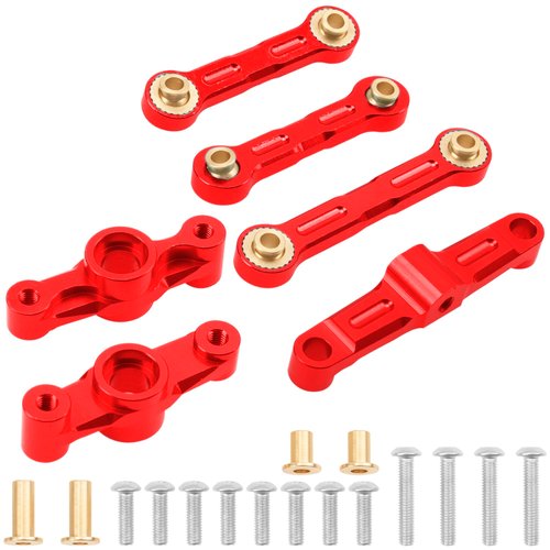 ShareGoo Aluminum Alloy Ball Bearing Steering Assembly Set w/Steering Tie Rod Compatible with Tamiya TT-02 TT02 1/10 RC Car (Red)