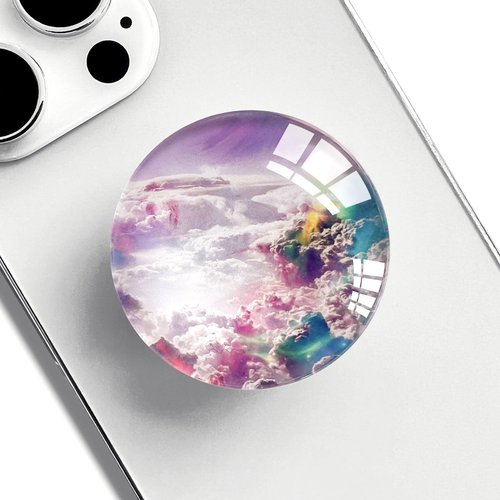 Ksadiye Phone Grip with Expanding Kickstand,Cell Phone Collapsible Stand Pink Purple Cloud Design for Smartphones