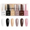 CANNI 9ml Hema-Free White Black Gel Nail Polish Set- 6Pcs White Black Nude Pink Brown Colors Gel Polish Kit, Soak Off LED Nail Gel Manicure Kit DIY at Home Salon Gifts for Women Girls