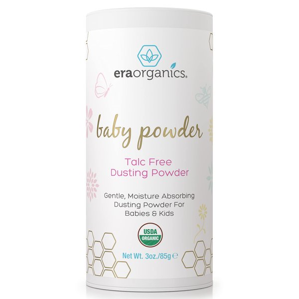 USDA Organic Baby Powder Talc-Free Dusting Powder - Soothing Organic Arrowroot, Calendula and Cornstarch Baby Powder for Newborn, Babies and Toddlers - Made in USA - 3oz/85g