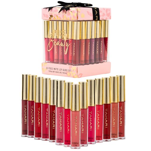 Tahari 15pc Lip Gloss Collection, Lip Glosses for Women and Girls, Long Lasting Color Lip Gloss Set with Rich Varied Colors (Glitz)