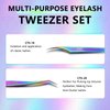 EMEDA 2pcs Eyelash Tweezers, Straight and Curved Tip Volume Tweezers Eyelash Extensions, Tweezers for Lash Extensions, Stainless Steel Lash Tweezers for Lash Artist and Beginners