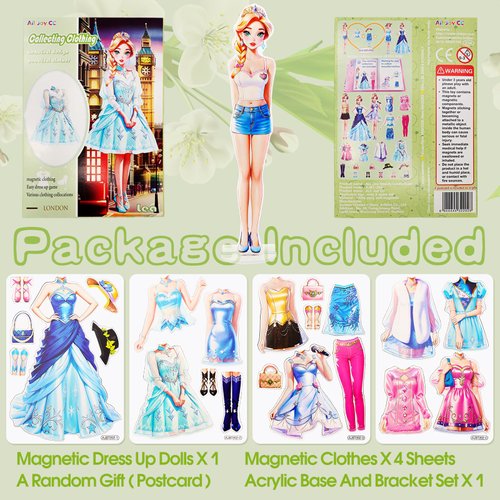 PainZieteg Magnetic Dress Up Dolls, Magnetic Princess Dress Up Paper Dolls, Magnetic Dress Up Dolls for Girls Ages 4-7 Learning Created Imagine Set Birthday Gift (Lea)