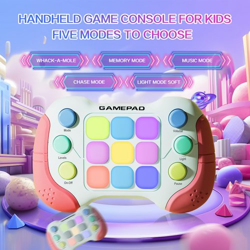 Fast Push Game Fidget Toys Handle, Upgraded Flashing Quick Press Games Pro for Kids, Speed Push Light Up Fidget Game, Educational Handheld Console Gamepad Toy for Boys, Girls (Red)