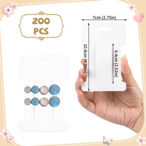 200 Pieces Hair Clip Display Cards 350gsm Cardstock Hair Bow Display Holder Hair Clip Bow Display Cards for Hair Accessories Display and Organizing 4.25x2.75 Inches