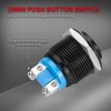 DaierTek 12V Momentary Horn Push Button Switch Black Metal Waterproof 19mm Round Starter Power Switch for RV Truck Boat Marine - 2pcs