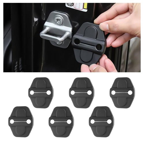 6PCS Car Door Lock Cover - Black Door Latch Lock Trim Cover Compatible with 2018-2023 Jeep Wrangler JLU JL 4XE & Gladiator JT Unlimited - Car Interior Accessories for Car Decorations