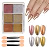 Chrome Nail Powder Solid Holographic Magic Metal Mirror Glitter Pigment Dust Palette for Manicure Art Design Nails Gel Polish Sequins Supplies 6 Color Palette