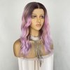 CIMITIKI Ombre Pinkish Mixed Purple Wig Rainbow Colored Highlight Synthetic Hair Pastel Rose Pink 13x4 Lace Front Wigs Loose Wavy 18Inch for Women Girls