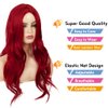 RicHyun Red Long Curly Wavy Wig Middle Part Cosplay Wig Synthetic Heat Resistant Costume Halloween Wigs for Women Girls