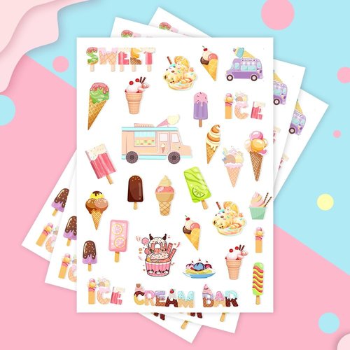 Crazy Night Ice Cream Birthday Party Temporary Tattoos for Kids - 90 Styles,Sweet Summer Party Decorations
