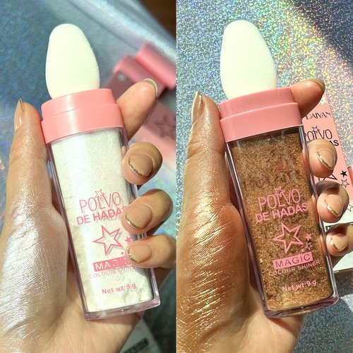 Highlighter Powder Stick Makeup 2Pcs Polvo De Hadas Body Glitter Shimmer Highlighter Powder High Gloss Blush Contour Powder Makeup Shine Face Powder Blush for Face Eyes Lips Hair Body Glow