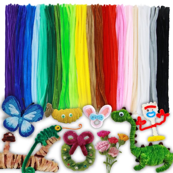 AOKELEON 230PCS 20 Colors Pipe Cleaners Chenille Stems Art and Craft Supplies Colorful Thick Fuzzy Wire for Crafts Plant Ties