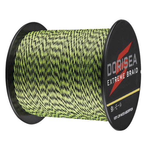 Dorisea Extreme Braid 100% Pe Multi-Color(Fluorescent Green&Black) Braided Fishing Line 109Yards-2187Yards 6-550Lb Test Fishing Wire Fishing String Superline (300m/328Yards 60lb/0.40mm)