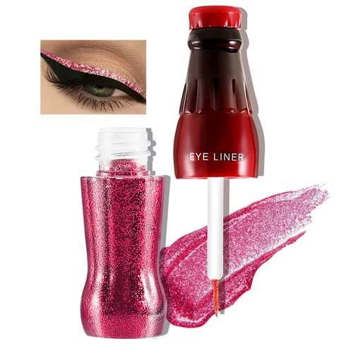 Boobeen Liquid Glitter Eyeliner, Shimmer Eyeshadow, Cream-Based Formula, Liquid Metallic Sparkling Eye Liner for Eye Makeup