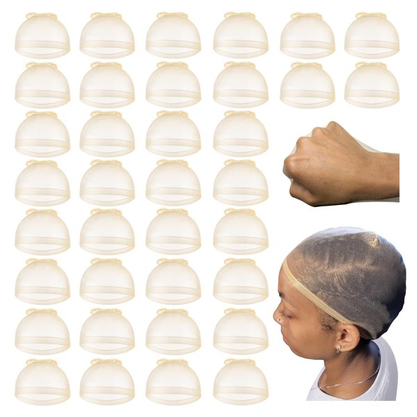 Z-CHARMMY Non Slip Wig Cap for Lace Front Wig, 36 Pieces HD Stocking Caps for Wigs, Invisible Bald Wig Caps for Woman, Sheer Hair Caps for Wig, Transparent Wig Cap, Beige