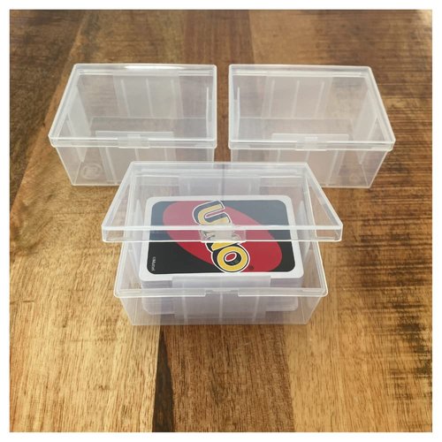 PRODUCT80 3 PACK BitsBins Card Case for UNO, Holds Full Deck of Game Cards or Up To 142 Playing Cards in Deck Box, Snap Top Lid (3 Pack)