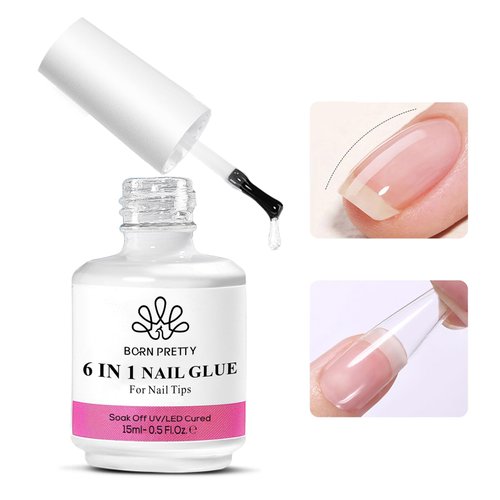 Born Pretty Nail Glue for Tips, 6 in 1 Gel Nail Extension Gel,Blooming Gel,Base Gel Top Coat,Builder and Strengthener Gel for Nail Art Design