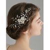 Missgrace Bride Flower Wedding Silver Hair Side Comb Pearl Hair Comb Rhinestone Crystal Headpiece Leaf Bridal Hair Accessories for Women